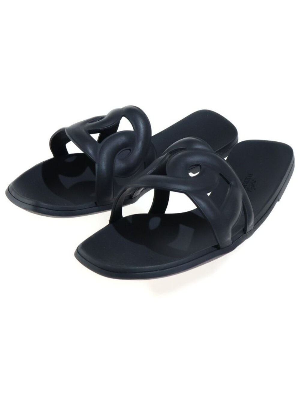 Hermes Chaine D'ancre Rubber Aloha Sandals Black
